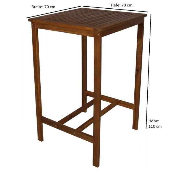 Barset Bartisch Barhocker INDRA 3-teilig, Akazienholz geölt, FSC®-zertifiziert