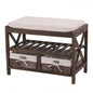 Schuhregal Sitzbank Schuhablage, Shabby-Look Vintage 45x65x34cm braun - Palo24