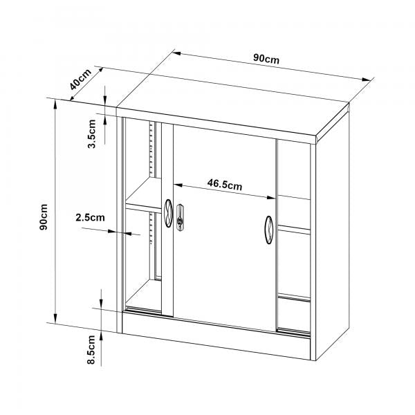 Mobiletto Rieti Acciaio 90x40x90 cm Grigio Chiaro