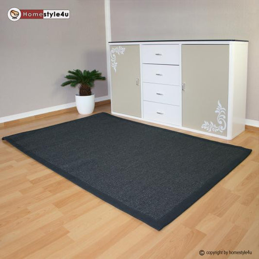 Tapis de bordure en sisal 245 cm x 345 cm Tapis en sisal en fibre naturelle anthracite