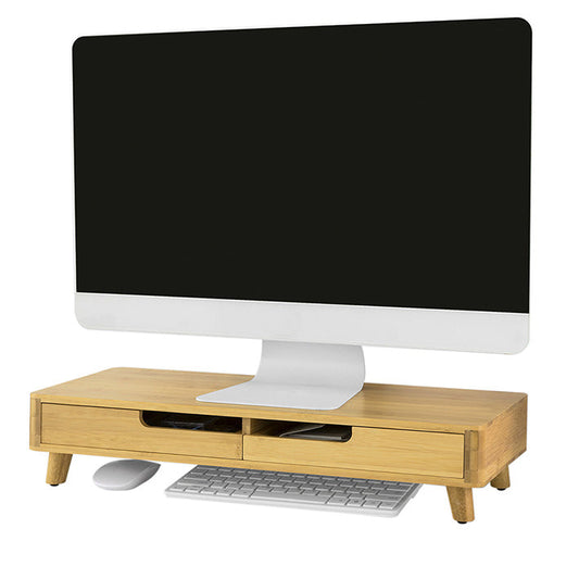 Design Monitorerhöhung | Monitorständer mit 2 Schubladen | Bambus | BBF06-N
