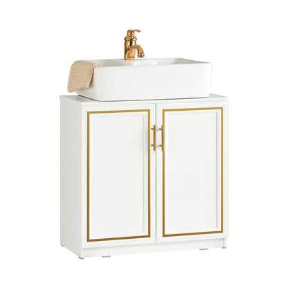 Waschbeckenunterschrank | Badschrank | Waschtisch | Weiß+Gold | BZR86-W