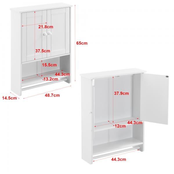 Badezimmerschrank Steyr 65x49x15 cm Weiss MDF