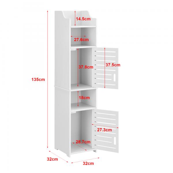 Mobile Bagno Mora 135x32x32 cm con 3 Ripiani WPC Bianco