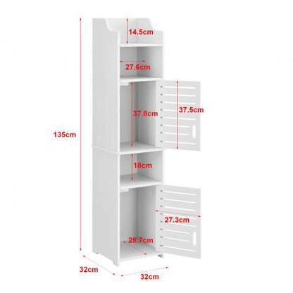 Mobile Bagno Mora 135x32x32 cm con 3 Ripiani WPC Bianco