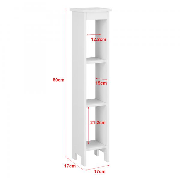 Standregal Arvika mit 3 Ablagen 80x17x17cm Weiss