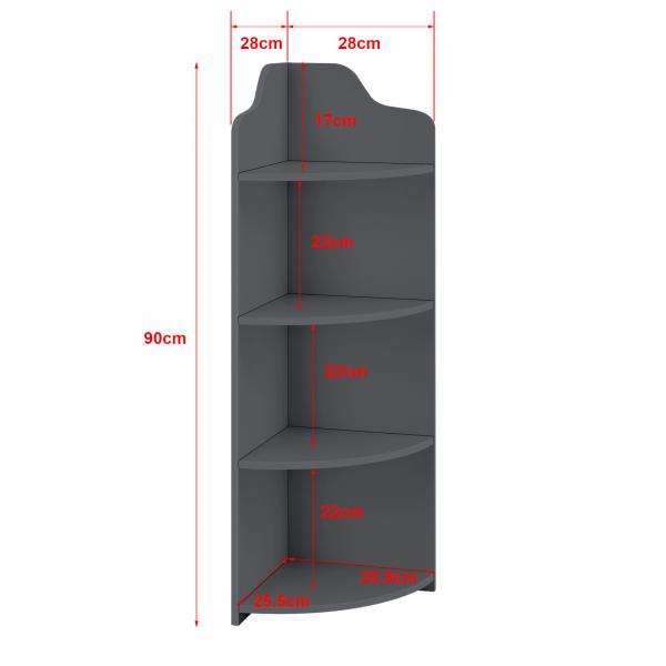 Eckregal Bjurholm mit 4 Ablagen 90x28x28cm Dunkelgrau