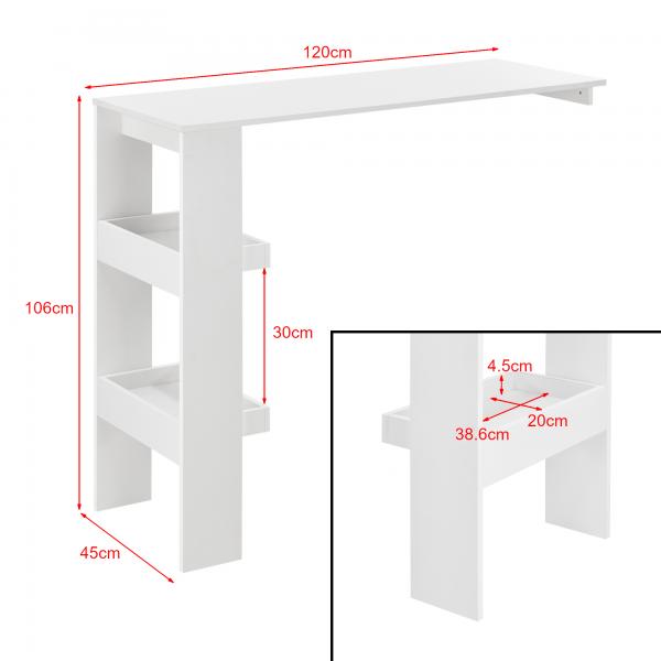 Tavolo da bar Bromölla 120x45x106 cm Bianco