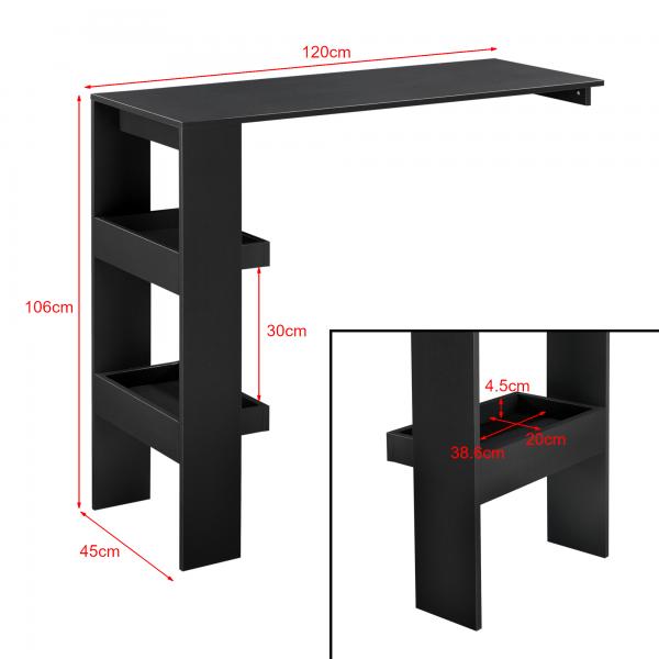 Table de bar Bromölla 120x45x106 cm noir