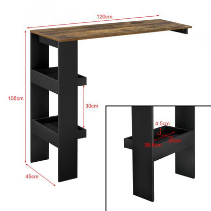 Table de bar Bromölla 120x45x106 cm noir/chêne foncé