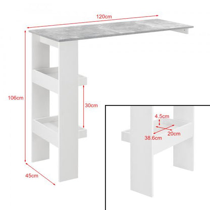 Tavolo da bar Bromölla 120x45x106 cm bianco/effetto cemento