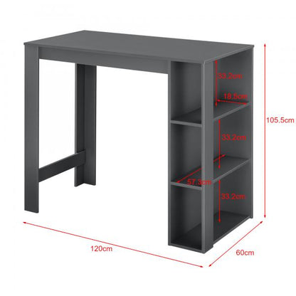 Bartheke Danderyd 120x60x106 cm mit 3 Ablageflächen Dunkelgrau