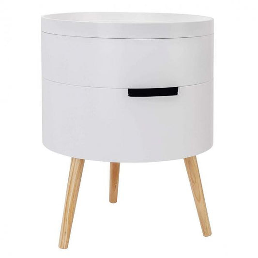 Table d'appoint avec espace de rangement en bois blanc