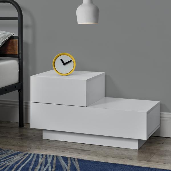 Comodino Sebokeng 38x70x35 cm con cassetto superiore sinistro bianco opaco