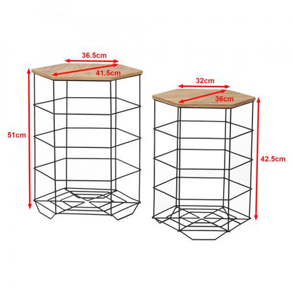 Set di tavolini laterali Hørsholm set di 2 cestini in metallo nero / colori legno