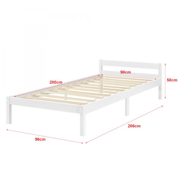 Holzbett Nakkila 90x200 cm Doppelbett mit Kopfteil Weiss