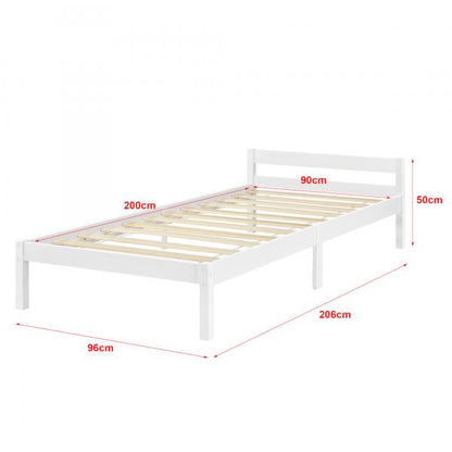 Holzbett Nakkila 90x200 cm Doppelbett mit Kopfteil Weiss