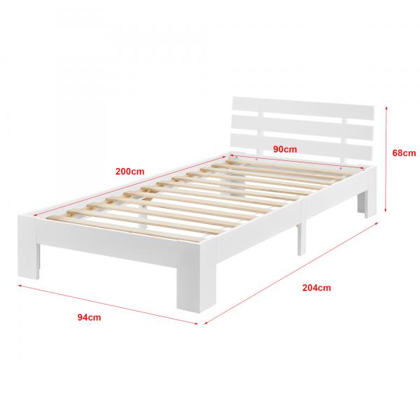 Holzbett Nivala 90x200 cm mit Kopfteil Weiss