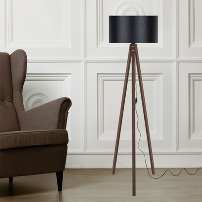 Lampadaire Rochester E27 aspect noyer / noir