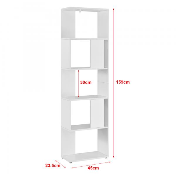 Bücherregal Aneby 159x45x24cm mit 5 Ablageflächen Weiss