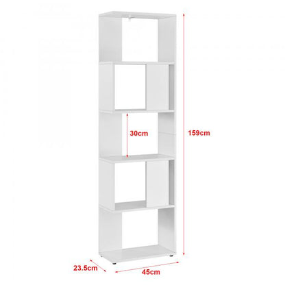 Bücherregal Aneby 159x45x24cm mit 5 Ablageflächen Weiss