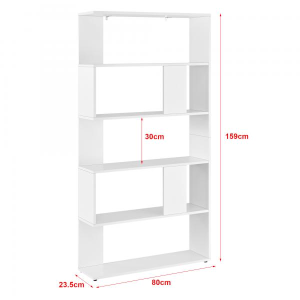 Bücherregal Aneby 159x80x24cm mit 5 Ablageflächen Weiss