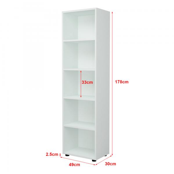 Bücherregal Vara 178x49x30cm Weiss