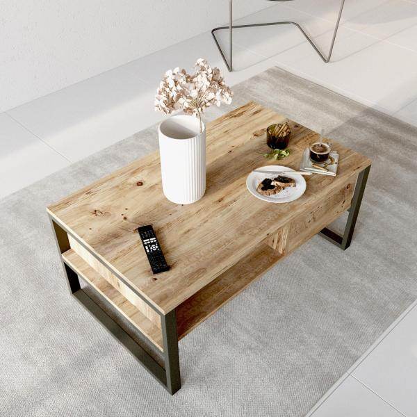 Table basse Laukaa 100 x 60 x 44,5 cm chêne rustique/noir