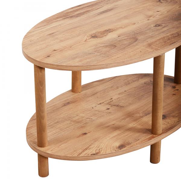 Couchtisch Højreby mit unterer Ablage 43 x 70 x 44 cm Oval Holzoptik