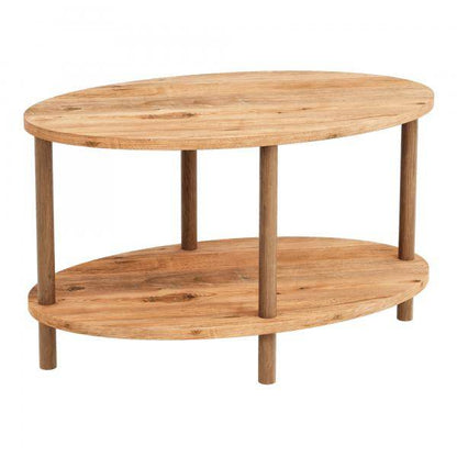 Couchtisch Højreby mit unterer Ablage 43 x 70 x 44 cm Oval Holzoptik