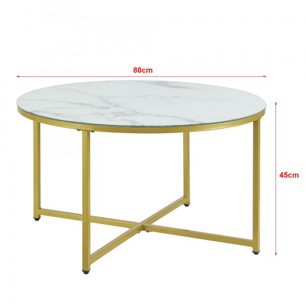 Couchtisch Uppvidinge 45x80cm Marmor, Weiss / Gold