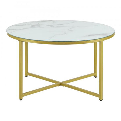 Table basse Uppvidinge 45x80cm marbre, blanc / or