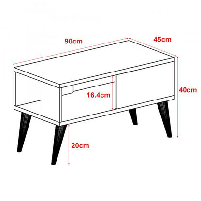 Couchtisch Ludvika 40x90x45 cm Weiss