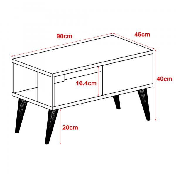 Table basse Ludvika 40x90x45 cm aspect chêne / blanc