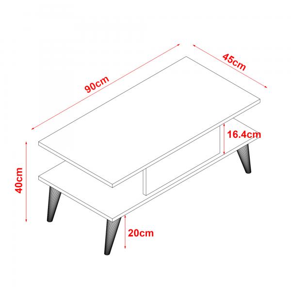 Couchtisch Melhus 40x90x45 cm Weiss