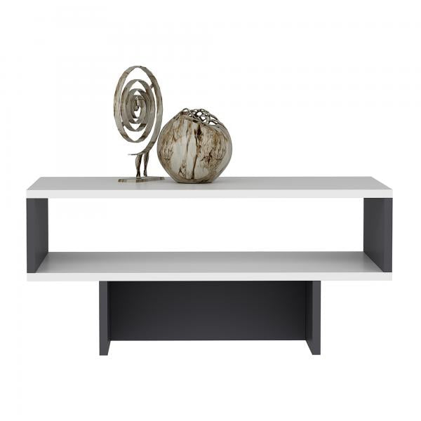 Table basse Mjölby 36,4x80x45 cm blanc / anthracite