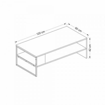 Table basse Ejby 42x120x60 cm blanc / noir