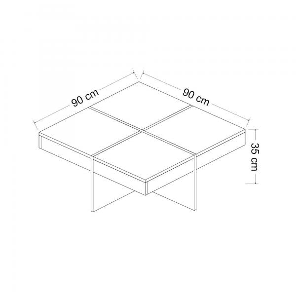 Tavolino Fjerritslev 35x90x90 cm effetto marmo nero