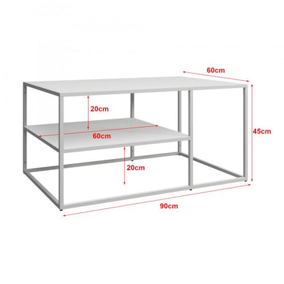 Tavolino Solund 45x90x60 cm bianco opaco