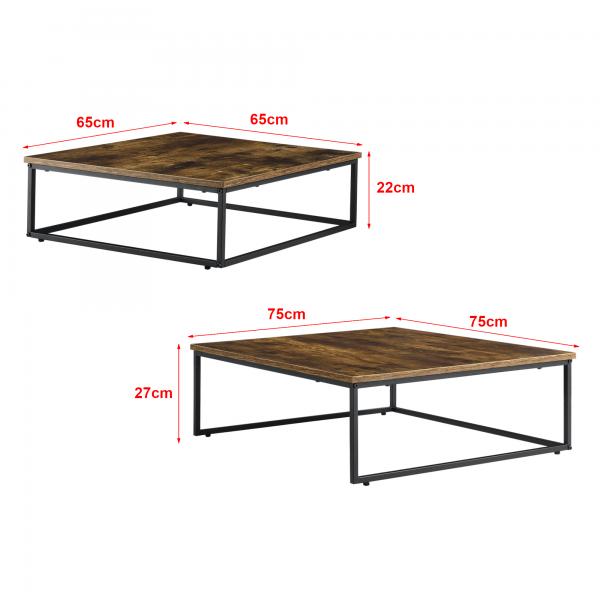 Haninge set de 2 tables basses rondes ton bois foncé