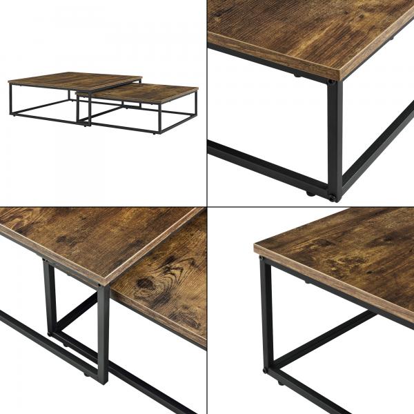 Haninge set de 2 tables basses rondes ton bois foncé