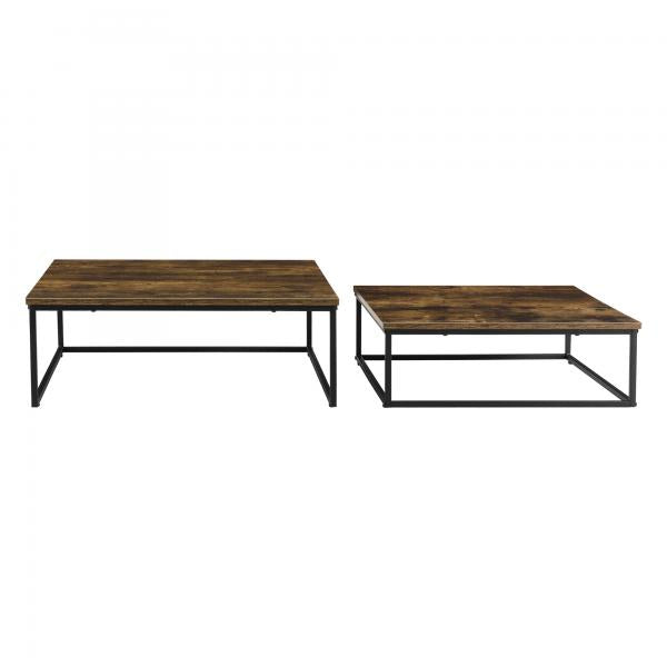 Haninge set de 2 tables basses rondes ton bois foncé