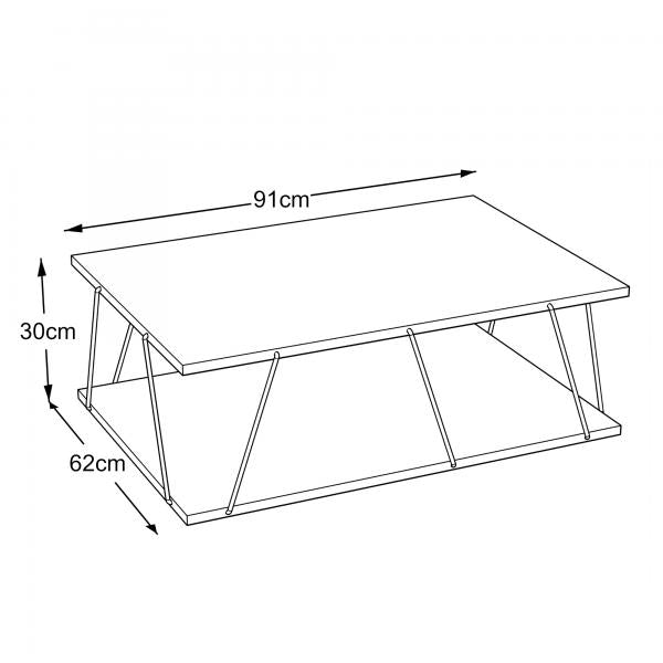 Tavolino Saltdal 91x62x30cm Bianco / Cromo