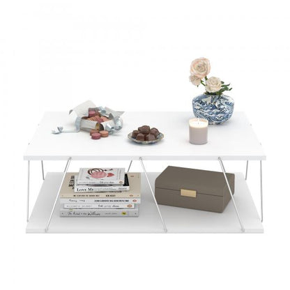 Table basse Saltdal 91x62x30cm blanc / chrome