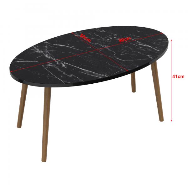 Table basse Sindal 41 x 90 x 50 cm marbre, noir