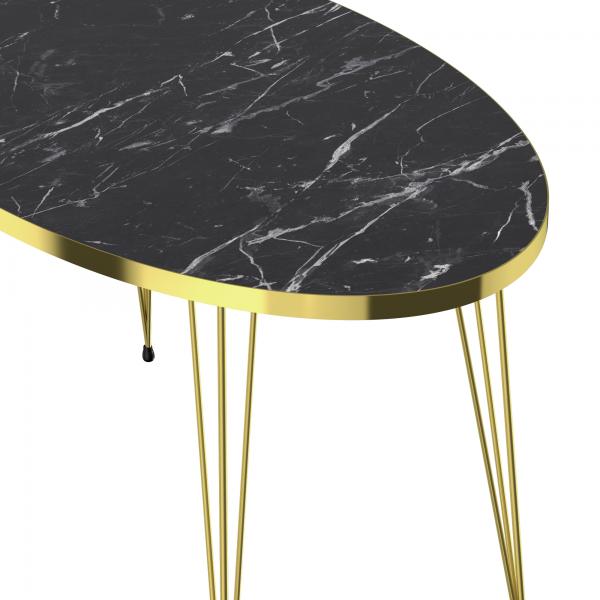 Table basse Skævinge 43x90x50cm marbre, noir / or