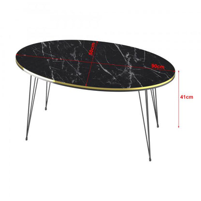 Table basse Hirtshals 41 x 90 x 50 cm marbre, noir