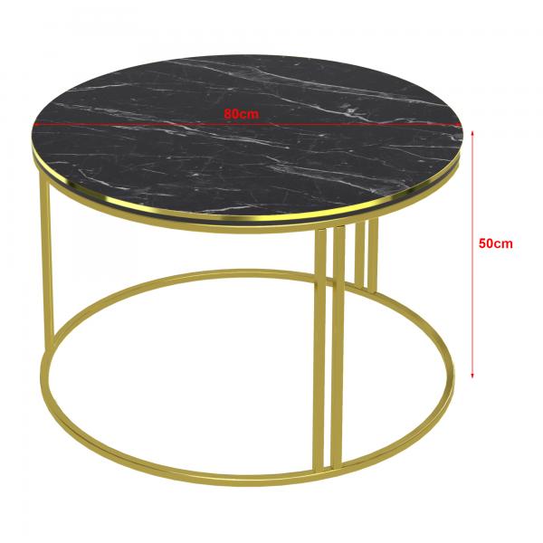 Table basse Aulum 50 x 80 cm marbre, noir / or