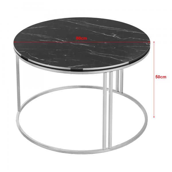 Table basse Aulum 50 x 80 cm marbre, noir / argent