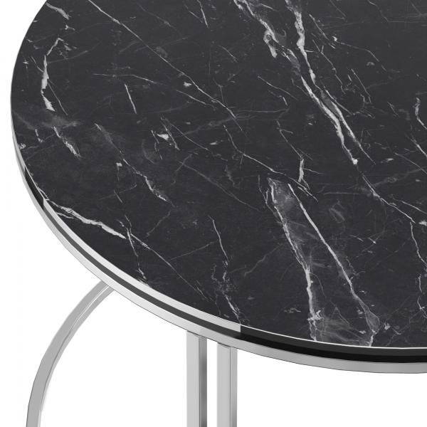 Table basse Aulum 50 x 80 cm marbre, noir / argent